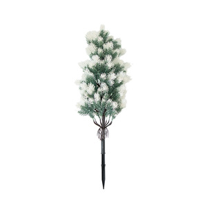 Árbol Bonsái Artificial de Pino Ciprés de 60 cm, Decoración Interior y Exterior, Planta Verde, Flores de Plástico, Blanco Grisáceo, con Estaca - Product Image 5