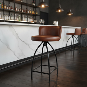 Luxury Modern Leisure Eco-friendly Genuine Leather <b>Low</b> Back Bar <b>Stool</b> for Home Gym Mall Clubs and Pubs - Product Image 3