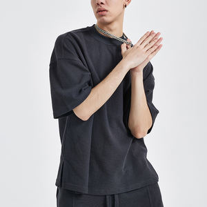 T-shirt unisexe basique à manches courtes surdimensionné personnalisé, poids lourd, streetwear, col rond, pour homme - Product Image 4