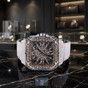 Reloj de Lujo AMBER JEWELS para Mujer con Incrustaciones de Moissanita, Cuadrado, Analógico, Movimiento CITIZEN, Correa de Acero Inoxidable, Cristal de Zafiro - Product Image 1