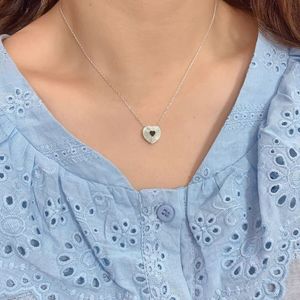 S925 Silver <b>Heart</b> Pendant Necklace With <b>Black</b> Onyx Bezel Setting For Gift Fashion Jewelry - Product Image 3