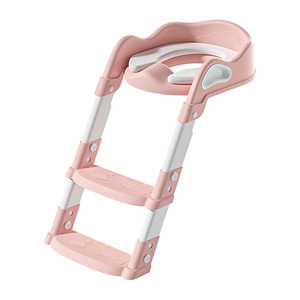 Childrens Toilet Seat With Steps Folding For Home Use 0-8 Years Old Kids Potty Training Aid <b>Pink</b> Color - Product Image 2