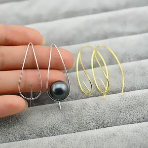 Boucles d'oreilles longues en argent S925 pour femme, avec crochet d'oreille, perles, accessoires de bijoux DIY, plateau vide, composants semi-finis - Product Image 1