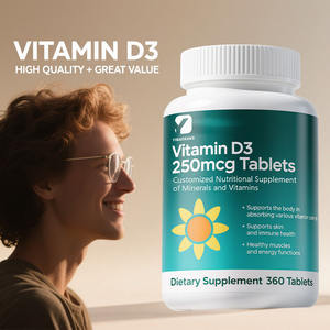 Comprimés OEM 250mcg de vitamine D3 Supplément nutritionnel personnalisé en minéraux et vitamines - Product Image 5