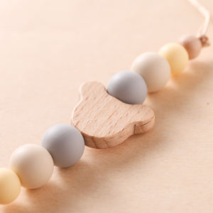 Chupetas de silicona de grado alimenticio para bebé, pinzas para pezones, Chupetas de forma redonda florales y de dibujos animados con cadena para alimentación de bebé - Product Image 3