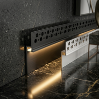 Plinthe LED encastrée et encastrable en alliage d'aluminium, invisible, sans fente, ultra-étroite, avec bande LED intégrée pour coin mural dissimulé