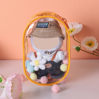 Sac de rangement transparent et durable de 17 cm pour poupée de mode avec porte-clés, étui en PVC pour poupée Labubu, cadeau, logo personnalisé