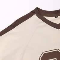 T-shirt unisexe streetwear à col en V et manches courtes, coupe ample, vêtements d'été