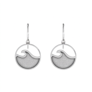 Pendientes Colgantes Minimalistas de Plata de Ley 925 con Diseño de Ola de 25 mm para Mujer, Joyería Redonda Texturizada con Motivo Oceánico - Product Image 1