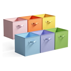 Panier de <span class=keywords><strong>rangement</strong></span> pliable en tissu non tissé pour enfants, personnalisable en couleur OEM, en forme de cube - Product Image 4