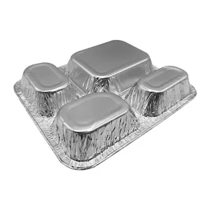 Gıda sınıfı gümüş dikdörtgen 1050ml havayolu yemek kabı tek kullanımlık paket tava alüminyum folyo konteyner