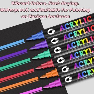 Dual Tip Acrylic Marker Pen <b>Set</b> Fine Brush Tip for Graffiti Permanent Ink <b>Paint</b> Easy-to-Use Acrylic Art Marker Pen - Product Image 4