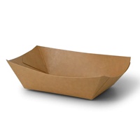 Barquettes à collation en carton, capacité 400 ml, 17x11,5x4 cm, couleur marron, jetables, écologiques, barquettes marron pour collations