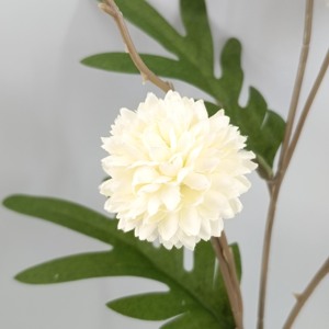 جودة عالية 5 رؤوس زهور بومبوم بيضاء اصطناعية لحفلات الزفاف عيد الميلاد الصينية السنة الجديدة فندق المشهد الترتيب - Product Image 2