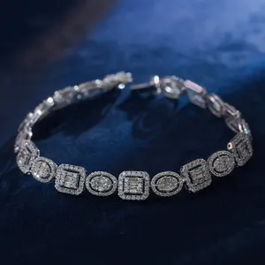 Gelang Tenis Berlian Klasik Kualitas Terjamin 18K Karat Emas Perhiasan Bagus Gelang untuk Pesta Pernikahan Pertunangan Pakaian Sehari-hari