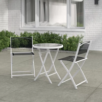 Ensemble de bistrot en métal noir, 3 pièces, avec table pliable et chaises pliantes, vente en gros