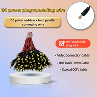 Conector de Alimentación CC Macho Vishi Negro Rojo de Cobre, Retardante de Fuego, Duradero, con Cable BNC para Cámara CCTV 5.5*2.1mm