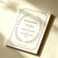 Invitación de Fiesta con Diseño Retro Personalizado, Impresión de Arte Lineal para Banquetes Privados y Eventos Formales