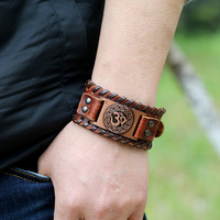 Offres Spéciales Vintage tissé peau de vache manchette Bracelet pour hommes nordique Viking Style usine directe accessoire chaud sur les accessoires de mode