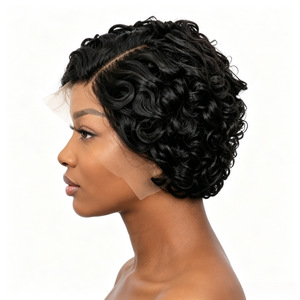 Pelucas Afro Tejidas a Mano para Cabello Corto y Rizado, Pelucas Negras de Cabello Corto, Densidad 150 - Product Image 4