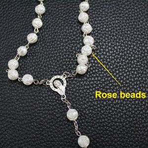 [Gorgeousxx] Collares Largos con Cuentas de Perlas de Rosa Únicas, Colgante de Cruz, Joyería Religiosa para Bautizo y Oración - Product Image 4