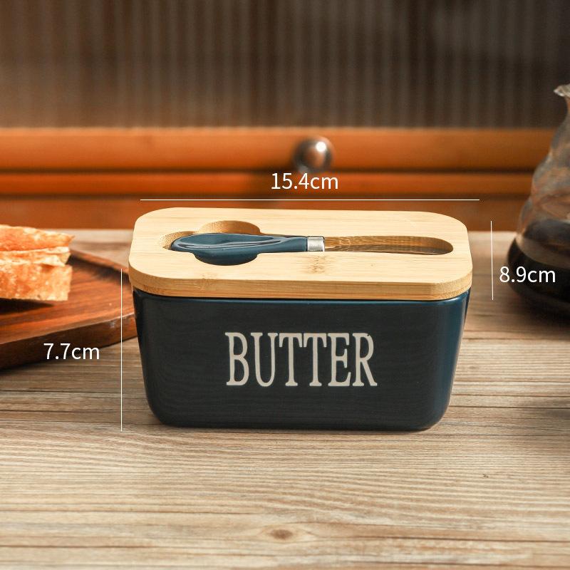 ภาชนะสีน้ำเงินพร้อมฝาปิด-มีด