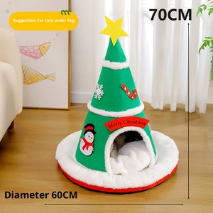 <strong>2026</strong> New Cat Bed Christmas Tree Cat <strong>Tent</strong> House Self-Warming 2 in 1 Removable Comfortable Triangle <strong>Pet</strong> Teepee Xmas Dog Cave - Product Image 3