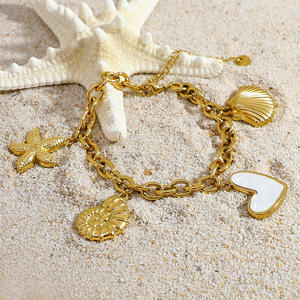Fashion Charm <b>Bracelet</b> Gold Plated <b>Shell</b> Starfish Heart Pendant Summer Jewelry for Women - Product Image 1