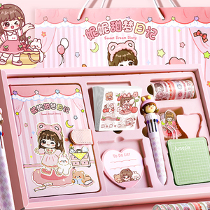 Adorable Stationery Gift Box <strong>Kawaii</strong> Notebook Gel <strong>Pen</strong> Decorative Stickers Washi Tape for Students - Product Image 1