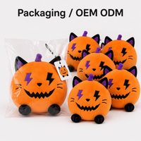 Peluche chat citrouille d'Halloween personnalisée, jouet en peluche doux, poupée animale fantaisie, chat mignon effrayant avec éclairs, décoration, faible MOQ, OEM, ODM