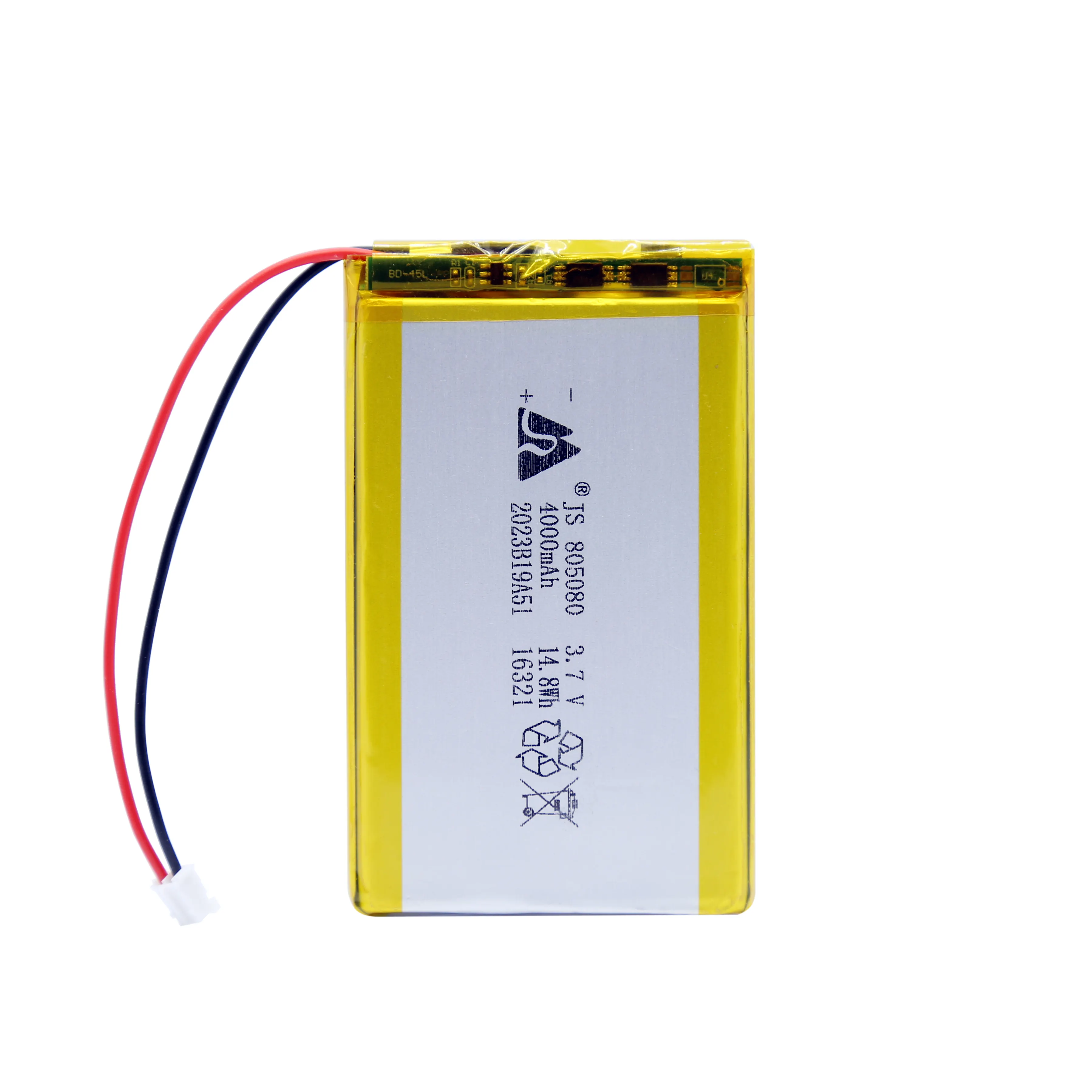 Célula de bateria XWD 3.7v 4000mah polímero lítio personalizado fios PCB 805080 bateria lipo