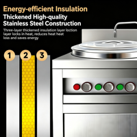 Cuisinière à nouilles à gaz double cuve en acier inoxydable professionnel avec deux tubes chauffants ondulés pour restaurant, Malatang, Ramen, Soupe