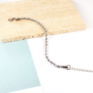 Pulsera de Cadena de Cuerda Trenzada de Acero Inoxidable Personalizada al por Mayor, Chapada en Oro de 18k, Joyería Impermeable, Pulsera con Dijes para Mujer - Product Image 6