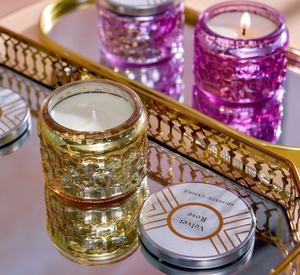 סיטונאי נר צנצנות בתפזורת זהב כספית גדול זכוכית נר צנצנות עם דקורטיבי מכסים - Product Image 5