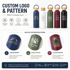 Custom Logo Corporate Gift <b>Aluminum</b> <b>Water</b> Bamboo Lid 720ml Lightweight Reusable Sports <b>Bottle</b> Carry Handle Silk Promotional - Product Image 5