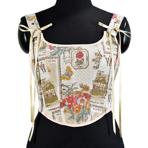 Corsé de Calidad con Estampados Hermosos, Estilo Vintage, Ajuste Ceñido al Abdomen, Espalda con Cordones, Varillas, Realce de Busto y Efecto Reductor - Product Image 1