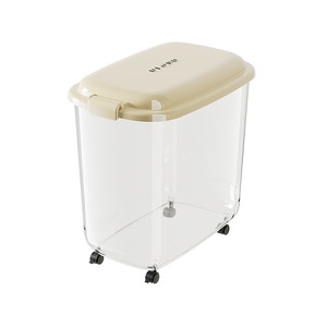 Rice <b>Storage</b> Container 50kg Plastic <b>Lid</b> <b>With</b> Wheels For Household Grains And Cereals Insect Proof Rectangle Shape - Product Image 1