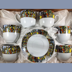 Prix d'usine 12 pièces Ensemble de tasses à café éthiopiennes en porcelaine fine <span class=keywords><strong>Saba</strong></span>, tasse et soucoupe éthiopiennes - Product Image 3