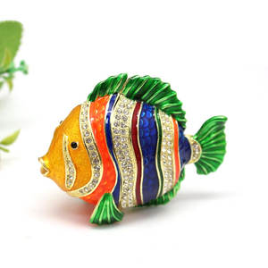 SHINNYGIFTS маленькая металлическая эмалированная коробка для безделушек с разноцветными рыбками, оптовая продажа украшенных драгоценностями коробок для безделушек - Product Image 6