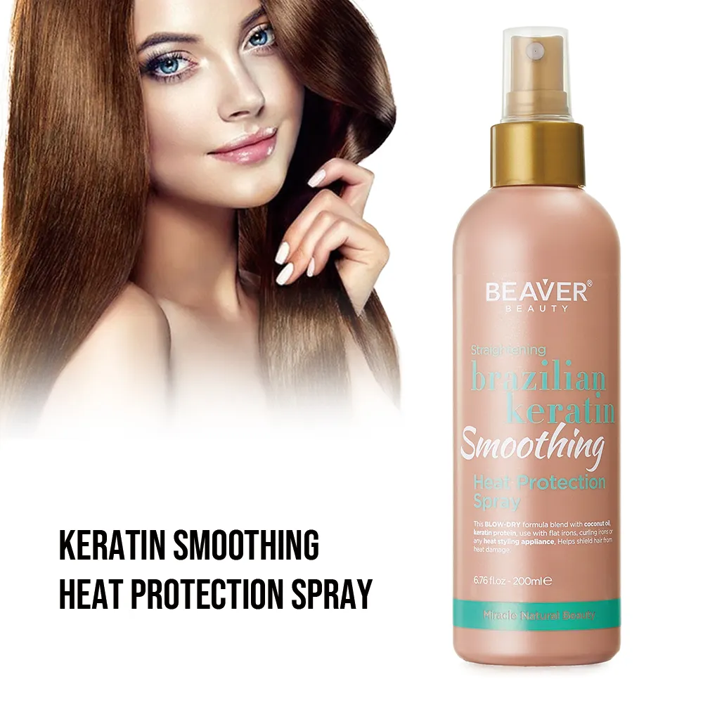 BEAVER 200ml Queratina Brasileira Orgânica Smoothing Proteção Calor Spray