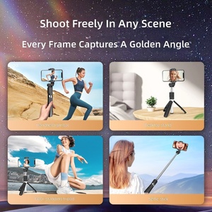Perche à <span class=keywords><strong>selfie</strong></span> pour téléphone avec mini trépied intégré en alliage d'aluminium, stabilisatrice et extensible, idéale pour le streaming en direct et les voyages - Product Image 4