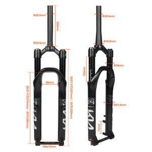 Fourche avant de vélo <span class=keywords><strong>TOSEEK</strong></span> en alliage d'aluminium 26/27,5/29 pouces, amortissement EOX, noire, type tige droite, pression d'air, pour VTT - Product Image 2