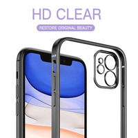 Coque de téléphone portable en TPU transparent électro-plaqué de luxe, modèles 16/15/14 Pro Max/13/11 Pro, souple et antichoc