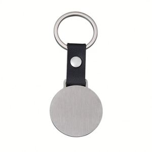 Factory <b>Customized</b> Stainless Steel Company Logo Blank Laser Engraved Circular Metal Pu <b>Keychain</b> in Various Shapes - Product Image 5