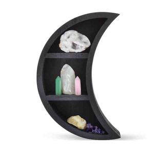 Rak Bulan Kayu Dekorasi Rumah Terpasang Di Dinding Kayu Rak Penyimpanan Minyak Esensial Mengambang - Product Image 1