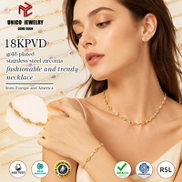 Collier pour femme tendance en zirconium coloré, résistant à l'eau et aux chocs, en acier inoxydable plaqué or 18K PVD, dernier modèle le plus vendu