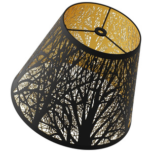 Abat-jour en métal noir de style industriel, motif arbre découpé au laser, taille moyenne, accessoire décoratif pour lampe de table - Product Image 1