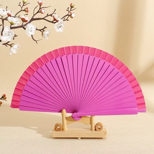 Éventail pliant en bois de 23 cm, vente en gros, fabriqué en Chine, <span class=keywords><strong>papier</strong></span> et <span class=keywords><strong>tissu</strong></span>, éventails <span class=keywords><strong>japonais</strong></span> en bois naturel - Product Image 5