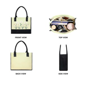 Excellent Quality Green Floral Reusable Rope Handle Tote Bag with <b>Secure</b> Zipper Closure for Daily Shopping and Office Use - Product Image 6