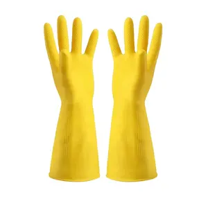 Tendon de boeuf Latex gants en caoutchouc maison cuisine vaisselle vêtements Protection du travail nettoyage jaune plastique épais gants de sécurité